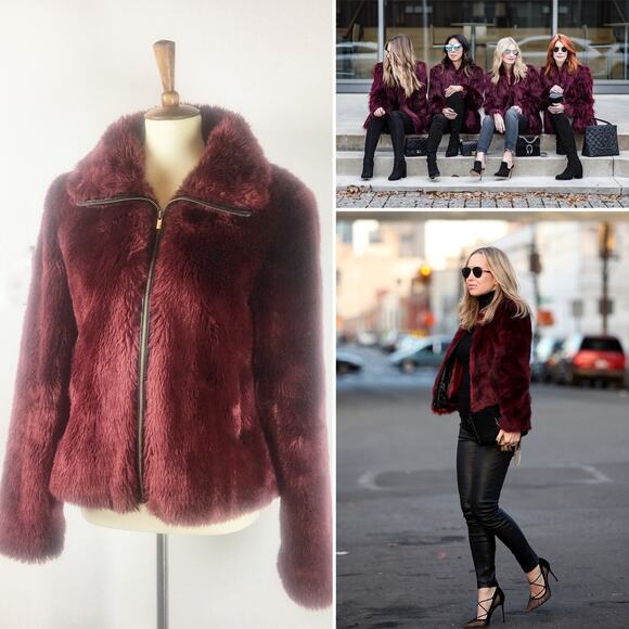 Express Special Edition red faux fur coat bomber jacket size Medium - Picture 10 of 10